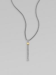 From the Nile Collection. A stunning vertical bar of sterling silver set with sparkling white topaz and accented in glowing goldplating, on a bold silver chain.White topazSterling silverGoldplatedChain length, adjusts from about 16-18Pendant length, about 1¼Lobster claspImported