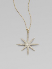 A dazzling diamond starburst, set in gleaming sterling silver, hangs from a gold barley chain in this shimmering style.Diamonds, .35 tcw14k yellow gold and sterling silverChain length, about 18Pendant length, about 1¾Spring ring claspMade in USA