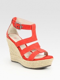 Espadrille wedge topped with buttery suede straps makes for a timeless addition to your bright and breezy sundresses. Braided hemp wedge, 5 (125mm)Braided hemp platform, 1½ (40mm) Compares to a 3½ heel (90mm)Suede upperAdjustable ankle strapLeather liningRubber solePadded insoleImported