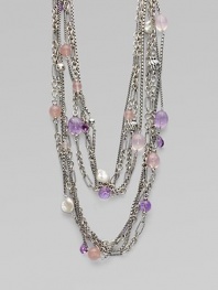 From the Bijoux Collection. Textural chains of sterling silver are vibrantly dotted with lavender amethyst, rose quartz, and pearl.Amethyst, rose quartz, and pearl Sterling silver Length, about 44 Toggle clasp Imported