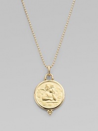 Inspired by the cherubs seen in the art of the Renaissance, the sweetly embossed angel on this coin-like disc is ready to enhance a favorite necklace or bracelet.18k yellow gold Diameter, about 1 Spring clip clasp Imported Please note: Necklace sold separately. 