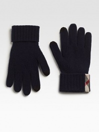 Maintain access to all your electronic devices with these luxurious cashmere gloves with ink touch detail and signature check trim.CashmereDry cleanImported