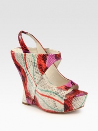 Multicolored snake-print leather confection with ultra-wide straps and a stretchy slingback. Self-covered heel, 5½ (140mm)Covered platform, 1½ (40mm)Compares to a 4 heel (100mm)Snake-print leather upperLeather lining and solePadded insoleImportedPattern may varyOUR FIT MODEL RECOMMENDS ordering one size up as this style runs small. 
