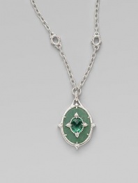Richly textured sterling silver, punctuated by white sapphires, wraps around stones of mint green quartz and green aventurine.White sapphire, mint green quartz & green aventurine Sterling silver Pendant length, about 1 Chain length, about 17 Imported