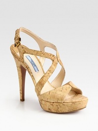 EXCLUSIVELY AT SAKS. Natural cork sandal with a multi-strap design and platform. Self-covered heel, 5 (125mm)Covered platform, 1 (25mm)Compares to a 4 heel (100mm)Cork upperLeather lining and solePadded insoleMade in ItalyOUR FIT MODEL RECOMMENDS ordering one size up as this style runs small. 