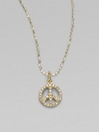 Peace radiates when outlined in diamonds set in 14k gold, suspended on a gold oval ball chain. Diamonds, 0.09 tcw 14k yellow gold Chain length, about 16 Pendant length, about ¼ Lobster clasp Imported