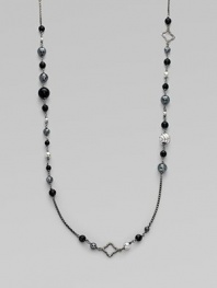 From the Quatrefoil Collection. An extra long sterling silver chain with bead and quatrefoil stations.Black onyx & hematite Sterling silver Can be worn doubled Length, about 48 Lobster clasp closure Imported 