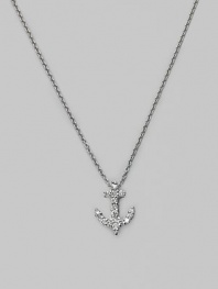 From the Tiny Treasures Collection. Sparkling anchor charm in diamonds set in 18k white gold.Diamonds, 0.16 tcw Chain length adjusts from about 16 to 18 Pendant length, about ½ Lobster clasp Made in Italy