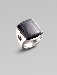 Smooth lines in polished sterling silver are cushioned in stunning, Picasso jasper limestone that metamorphasizes over time to create its distinct design. Side logo detail Sterling silver Imported