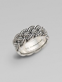 A bold accent crafted in sterling silver with a woven design that lends immediate texture. Sterling silver0.375 wideImported