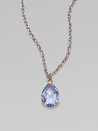 From the La Petite Collection. A pear shaped drop of faceted blue quartz on a textured sterling silver chain.Blue quartz 18K yellow gold Sterling silver Length, about 17 Lobster clasp closure Imported 