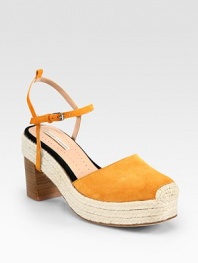 Enhance your sun-soaked adventures with this suede essential, equipped with a slingback strap and timeless espadrille trim. Stacked heel with hemp trim, 3½ (90mm)Hemp platform, 1 (25mm)Compares to a 2½ heel (65mm)Suede upperLeather lining and solePadded insoleImportedOUR FIT MODEL RECOMMENDS ordering true whole size; ½ sizes should order the next whole size up. 