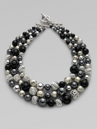 From the David Yurman Element Collection. Black onyx, hematite and sterling silver round beading in a triple row design.Black onyx & hematite Sterling silver Length, about 17½ Toggle closure Imported 