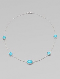 From the Contempo Collection. Faceted doublets of turquoise and clear crystal are gracefully spaced along a delicate sterling silver chain.Turquoise and clear crystal Sterling silver Length, about 17 Lobster clasp Imported