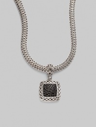 From the Classic Chain Collection. Black sapphire pavé dazzles along the center of this sterling silver square enhancer.Black sapphire Sterling silver Length, about 1½ Width, about 1 Made in Bali Please note: Chain sold separately. 