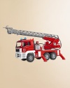 Incredibly realistic 1:16 scale model provides hours of imaginative play, with extension ladder, water pump, lights and sirens plus opening doors, lift-up hood displaying engine block and folding side mirror.Plastic About 18½L X 7W X 9½H Recommended for ages 4 and up Requires AAA batteries, not included Made in Germany