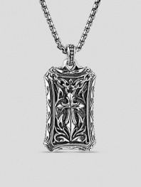 Modern design in finely engraved sterling silver. Necklace, about 26 1 X ¾ Made in USA