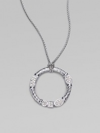 From the Confetti Collection. A sterling silver cabled wreath, hanging from a pretty box chain, is dotted with pavé diamonds in sparkling geometric shapes. Diamonds, 0.14 tcw Sterling silver Chain length, about 16 Pendant diameter, about 1 Lobster clasp Imported