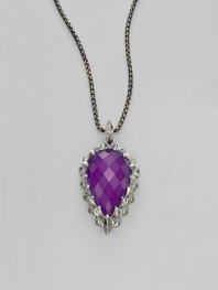 A substantial faceted teardrop of vivid purple sugalite is framed in a zigzag setting and hangs from a darkened chain. Purple sugalite Sterling silver Chain length, about 30 Pendant length, about 1½ Lobster clasp Imported