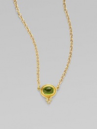 An elegant peridot design accented with three dazzling diamonds set in radiant 18k gold on a link chain. PeridotDiamonds, .09 tcw18k goldLength, about 18Pendant size, about 1¼Lobster claw closureMade in Italy