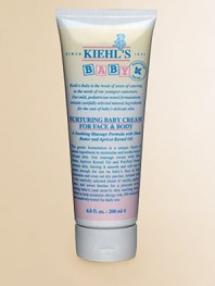 This gentle formulation is a unique blend of natural ingredients to moisturize and soothe baby's delicate skin. Kiehl's massage cream with shea butter, apricot kernel oil and purified honey nurtures skin, leaving it smooth and soft and is gentle enough for use on baby's face to help moisturize and even out dry patches. Infused with a blend of vanilla, apples, pears and sweet berries. Pediatrician tested and recommended. PH balanced. 6.8 oz. tube. 