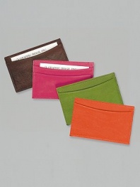 Crafted of hand-stained Italian leather, it's ideal for business cards, credit cards, IDs and more. About 3 X 4 Made in USA