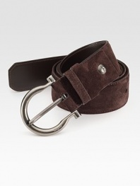 An adjustable design is elegantly styled in suede with a single gancino buckle. About 1½ wide Suede Made in Italy 