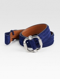 A vibrant color enhances this elegant design styled in rich suede with leather lining.SuedeAbout 1¼ wideMade in Italy