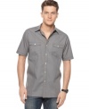 Do yourself a solid and add versatile style to your wardrobe with this button-front shirt from Club Room.