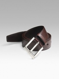 Smooth calfskin with classic Prada engraved metal buckle. 1¼ wide Made in Italy 