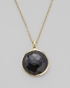 From the Lollipop Collection. A richly faceted onyx drop set in 18k yellow gold, dangling from a delicate gold chain. Black onyx 18k yellow gold Chain adjusts from about 16 to 18 Pendant diameter, about ¾ Spring ring clasp Imported