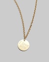 From the Love Plus Collection. 'I love you' is engraved on a small 18k yellow gold disc for a sweet reminder on a delicate chain.18K yellow gold Disc pendant Length, about 16 Lobster clasp closure Made in Italy