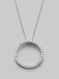 From the Tine Treasures Collection. A simple circle shimmers and sparkles, outlined in diamonds and dangling from a chain of 18K white gold.Diamond, 0.26 tcw 18k white gold Chain length adjusts from about 16 to 18 Pendant diameter, about ¾ Lobster clasp Made in Italy