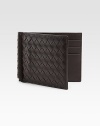 Calfskin leather with interior money clip in iconic woven design.Six credit card slots4½W x 3½H x ¼DMade in Italy