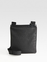 Allover signature logo pattern adorns this versatile shoulder bag finished in embossed calfskin leather.Zip closureAdjustable shoulder strapInterior zip pocket10¼W x 12¼HMade in Italy