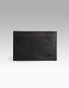 Calfskin leather credit card case with embossed logo. 4W X 2¾H Made in Italy 
