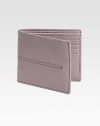Simple stitch detail accents this handsomely crafted, lightly textured leather design.Two bill compartmentsEight card slotsLeather4¼W x 3¾HMade in Italy