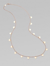 From the Ippolita Rosé Collection. A long, graceful chain sprinkled with delicate discs of 18k gold and sterling silver, richly finished with the subtle glow of 18k rose goldplating. An alloy of 18K gold and sterling silver plated with 18K rose gold Length, about 37 Lobster clasp Imported