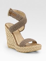 Warm-weather style in a strappy, hand-crocheted espadrille silhouette with a natural jute wedge. Jute wedge heel, 4½ (115mm)Platform, 1 (25mm)Compares to a 3½ heel (90mm)Crochet upperRubber solePadded insoleImported
