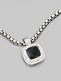 From the Albion Collection. Faceted black onyx, richly framed by pavé diamonds and set in sterling silver. Diamonds, 0.24 tcw Black onyx Sterling silver About ½ square Hinged clip clasp Made in USA Please note: Necklace sold separately.
