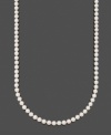 Sharpen your image with a fresh strand of pearls. Belle de Mer necklace features AA Akoya cultured pearls (7-7-1/2 mm) set in 14k gold. Approximate length: 22 inches.