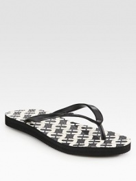 Classic thong upper rests upon a comfortable, chain-print foam footbed. Rubber upperRubber lining and solePadded insoleImported