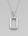 Dog tag inspired design in fine sterling silver.SilverAdjustable link chain, 22 to 24Lobster claspImported