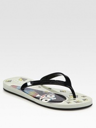 Quirky-printed footbed enlivens this classic thong design. Rubber upperRubber soleImportedOUR FIT MODEL RECOMMENDS ordering one half size down as this style runs large. 