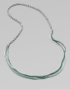 This unique design boasts a blend of faceted beads and wire mesh wrapped ball chains. Glass beadsBrass ball chainWire meshLength, about 42Slip-on styleImported 
