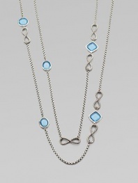 From the Infinity Collection. A long delicate sterling silver strand is accented with blue topaz stones.Blue topaz Sterling silver Length, about 46 Toggle clasp Imported
