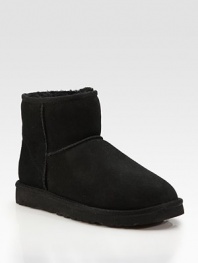 Cozy up to these must-have shearling lined suede boots. 1 rubber heel Suede upper Rubber sole Imported Fur origin: Australia