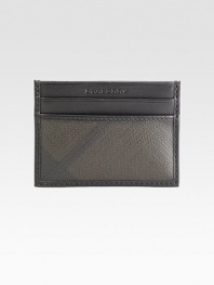 A slim-line case with iconic check design.Two card slotsPVC/Leather4¼ x 3Made in Italy