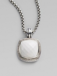 From the Albion Collection. Bright white agate is richly framed in pavé diamonds.Diamonds, 0.48 tcw White agate Sterling silver About ½ square Imported Please note: chain sold separately.