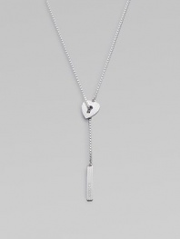 From the Trademark Collection. A sleek sterling silver design with a textured heart and logo pendant on a box chain will make you fall in love. Sterling silverLength, about 21½Pendant size, about ¾Slip-on styleMade in Italy